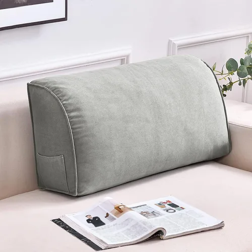 Vista 10 de Almohada triangular para sofá cama, almohada triangular cómoda para cabecera y respaldo de lectura, cojín de soporte lumbar para cuello y espalda