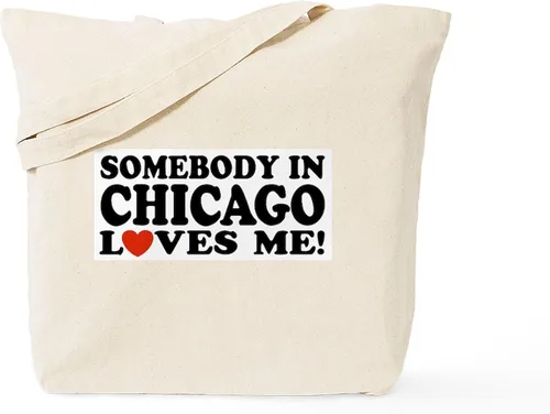 Vista 11 de CafePress Bolsa de compras de lona beige natural reutilizable con bandera de Chicago