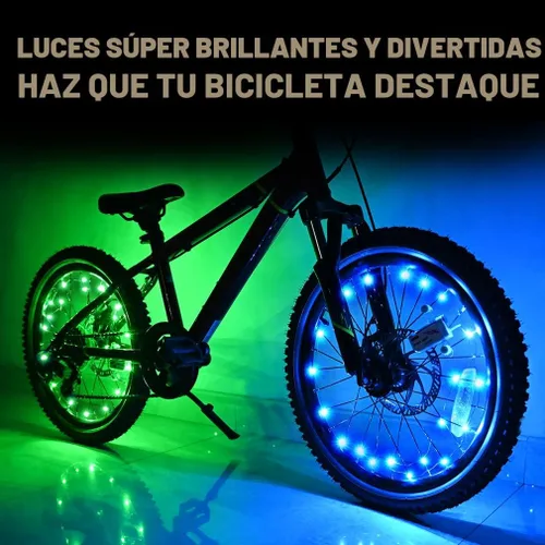 Vista 2 de Paquete de 2 luces LED para rueda de bicicleta, luces ultrabrillantes impermeables para radios de bicicleta, decoración de ciclismo, advertencia