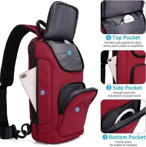 Vista 3 de BANGE Sling Bag, Waterproof Men's Chest Bag Shoulder bags Crossbody Sling Backpack for Men
