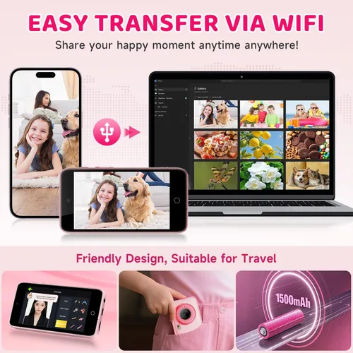 Vista 8 de AI Kids Digital Camera 50MP 32G WiFi Learning Camera, Why&How Library-Pink