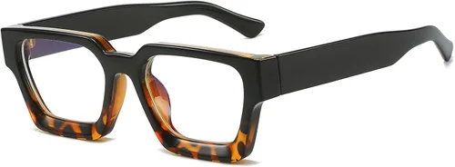 Vista 8 de LJCZKA Gafas cuadradas con bloqueo de luz azul para mujeres y hombres, marco grueso, anteojos para juegos de computadora, anteojos antifatiga ocular