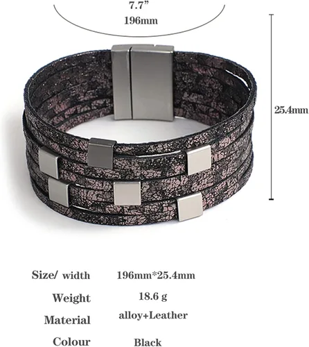 Vista 5 de Boho Leather Bracelet Women Wrap Bracelets Stackable Star Pattern Bead Cuff Handmade Jewelry Summer Christmas Gifts for Mother Daughter Girlfriend