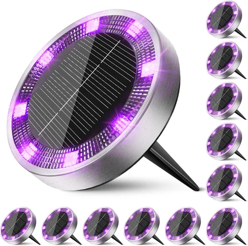 Vista 34 de Peasur Luces solares de suelo para exteriores, paquete de 24 luces planas de disco con energía solar, IP68 impermeable, antioxidante, iluminación