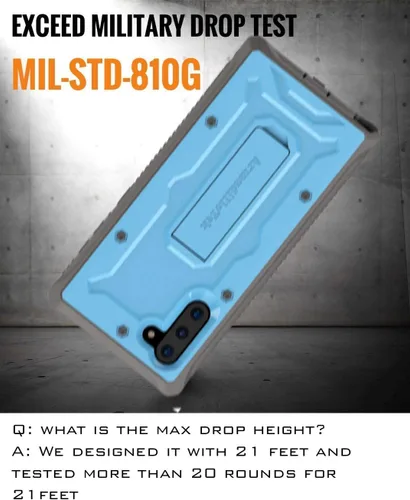 Vista 6 de ArmadilloTek Vanguard - Funda diseñada para Samsung Galaxy Note 10 (versión 2019) de grado militar, cuerpo completo, resistente, con soporte sin