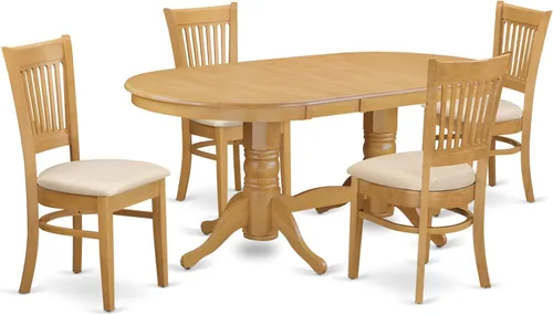 Vista 13 de East West Furniture VANC5-ESP-C - Juego de mesa de comedor de 5 piezas para 4 personas, incluye una mesa de cocina ovalada con hojas de mariposa y 4