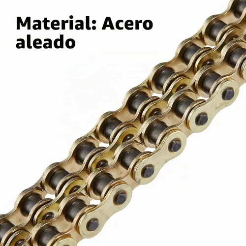 Vista 3 de Cadena de motocicleta 420H 132 eslabones sin junta tórica con enlace maestro de conexión, cadena de transmisión resistente para motocicleta