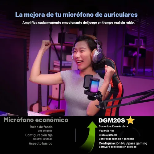 Vista 4 de MAONO USB Gaming Microphone for PC, Noise Cancellation Condenser Mic with RGB Lights, Mute, Gain for Streaming, Recording, Podcast, Chat, Twitch