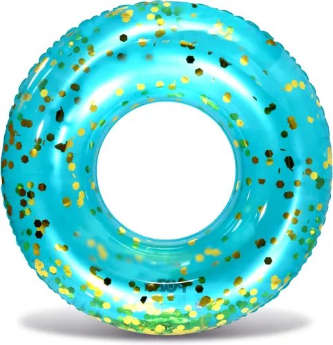 Vista 39 de POZA Flotador de Tubo Inflable para Piscina – Anillo de natación de confeti brillante, Tubo Inflable de Servicio Pesado Resistente a los Rayos UV