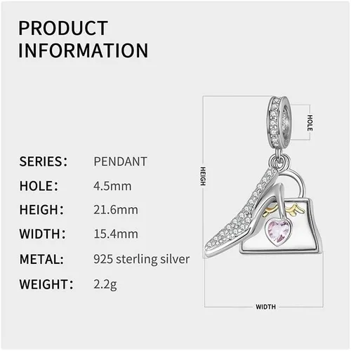 Vista 6 de CHTLOR Crystal Owl,Astronauts Beads,Bee charm,Warm Swan,Halloween Series Charm 925 Sterling Silver Pendant Women's Necklace Bracelet DIY pendant Fit