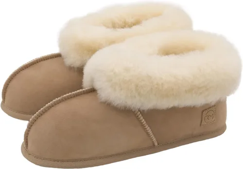 Vista 3 de Rohn Moden Chalet de piel de oveja para hombres y mujeres, piel de oveja auténtica, unisex, perfectas para el invierno (beige)