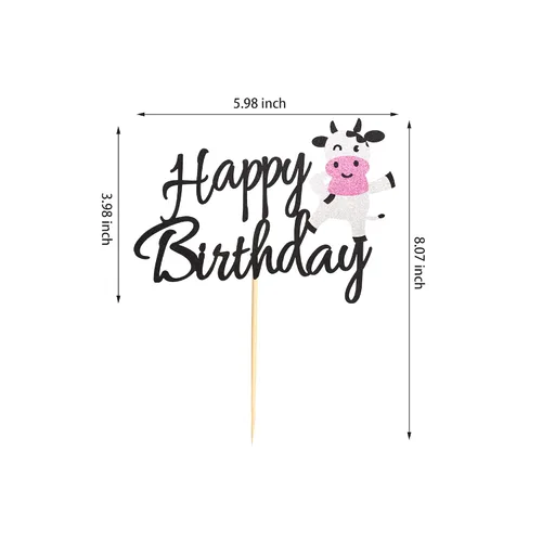 Vista 3 de 1 decoración para pastel de cumpleaños con diseño de vaca, animales de granja, decoración de pastel de vaca para temática de vaca, baby shower