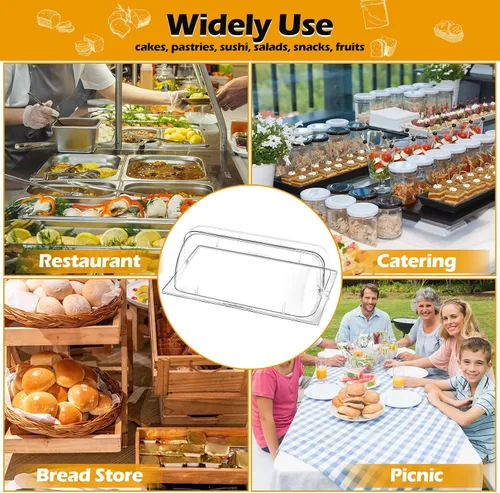 Vista 7 de 2 fundas transparentes para platos de roce de plástico de tamaño completo, tapa enrollable para platos de 21 x 13 x 6.7 pulgadas, tapas de bandeja
