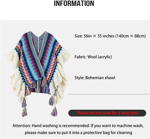 Vista 8 de SXLINGDO Poncho cruzado frontal tipo suéter de punto elegante capa de chales, cárdigan bohemio con borla para mujer