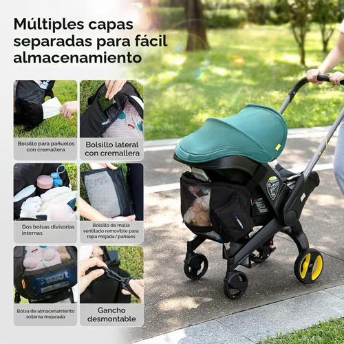 Vista 3 de Bolsa de almacenamiento compatible con el cochecito de asiento de automóvil Doona, accesorios de cochecito, gran capacidad, accesorios para bolsa