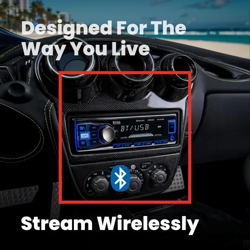 Vista 4 de Boss Audio Systems 611UAB - Estéreo multimedia para auto - Un solo Din, audio Bluetooth y llamadas manos libres, micrófono incorporado, reproductor