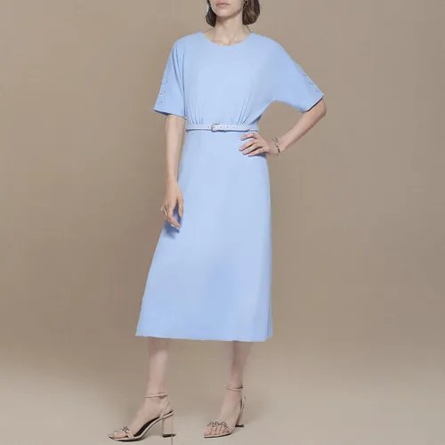 Vista 5 de Calvin Klein Vestido recto midi con cinturón para mujer