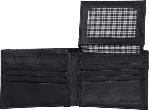 Vista 2 de Ben Sherman Men's Manchester Slim Bifold Full-Grain Leather RFID Minimalist Gift Box Wallet