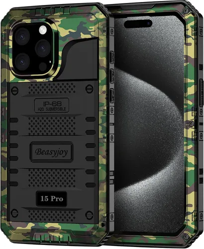 Vista 10 de Beasyjoy Funda de Metal para iPhone SE 2022/2020/8/7, Funda Impermeable Resistente con Protector de Pantalla, Protección de Cuerpo Completo Grado
