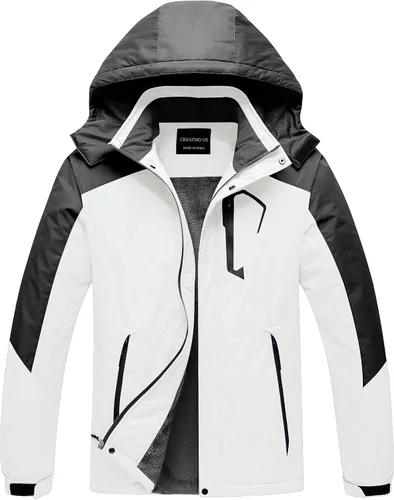 Vista 10 de CREATMO US Chaqueta de esquí impermeable de montaña para hombre, resistente al viento, abrigo de invierno cálido para snowboard