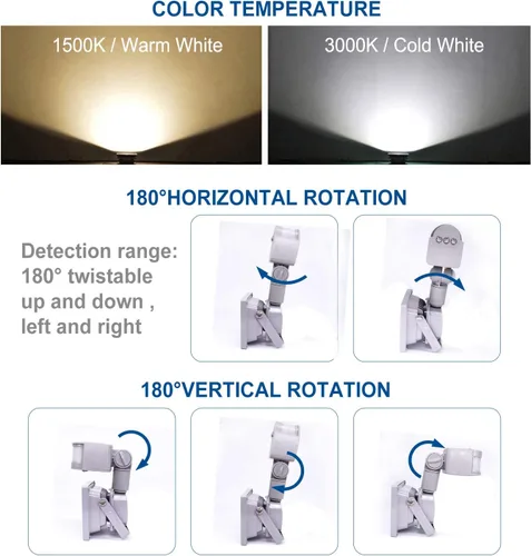 Vista 7 de Luces de inundación con sensor de movimiento al aire libre, lámpara LED de inducción de 10 W, foco impermeable IP65, 6500 K luz de sensor LED, luz