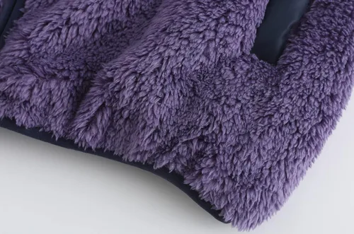 Vista 7 de Chaqueta sherpa de forro polar suave con capucha y cremallera completa para niña Violeta oscuro
