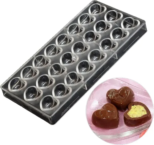 Vista 14 de Grainrain Moldes de chocolate de plástico, moldes de caramelo de corazón, moldes de policarbonato de plástico, herramienta para hornear pastelería