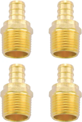 Vista 8 de Litorange Latón sin plomo 1/2" x 1/2" NPT paquete de 4 adaptadores PEX hembra y macho roscados para engarzado