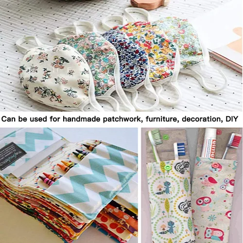 Vista 4 de Paquete de tela de algodón de bricolaje de 19.7 x 19.7 pulgadas, 7 patrones diferentes, cuadrados de material de patchwork para coser acolchados