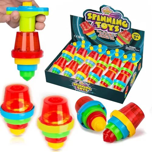 Vista 8 de IPIDIPI TOYS Spineez - Paquete de 12 juguetes giratorios LED para niños, ideales para rellenar calcetines navideños para niños, recuerdos de fiesta
