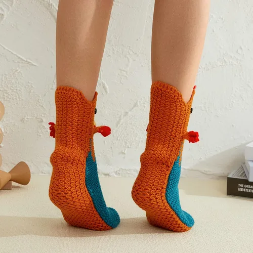 Vista 5 de Calcetines divertidos de animales para niños y adultos, calcetines de punto de tiburón de dibujos animados, calcetines de piso de animales