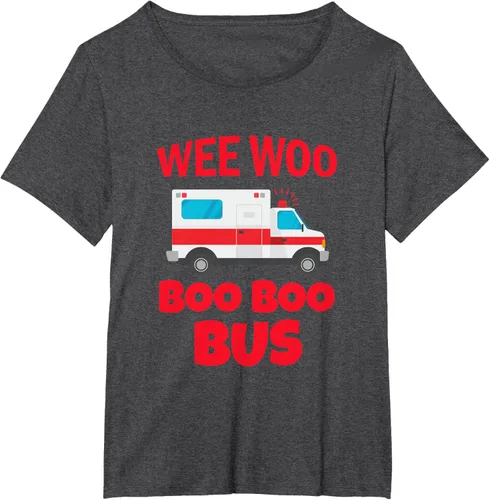 Vista 22 de Wee Woo Boo Boo Bus First Responder - Camiseta divertida de ambulancia, Negro, S