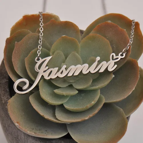 Vista 2 de Aoloshow Collar personalizado con nombre de corazón personalizado con cualquier nombre, joyería de acero inoxidable para mujer, regalo de graduación