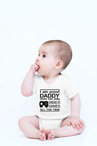 Vista 13 de CBTwear Proof Daddy Does Not Play Video Games All the Time – Ropa de bebé – Divertido body para recién nacido para niños y niñas