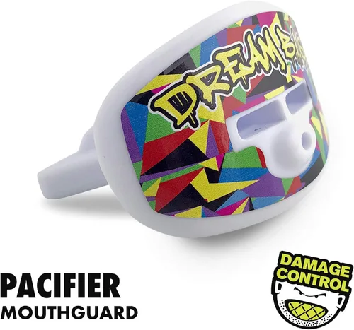 Vista 3 de Damage Control - Protector bucal para deportes, boquilla para chupete, protector bucal de fútbol con correa de casco, protege los dientes