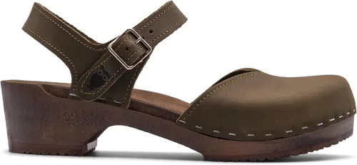 Vista 8 de Sandgrens Zuecos de madera sueca hechos a mano para mujer, sandalias de tacón bajo Zaragasso