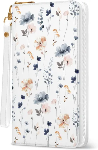 Vista 16 de Billetera para mujer, con bloqueo RFID, con 10 ranuras para tarjetas y ventana de identificación, bolso para mujer con cierre de correa de mano