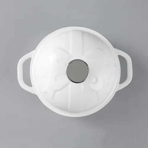 Vista 5 de HAWOK Horno de pan de hierro fundido esmaltado DIA.6.3inch con tapa Blanco..