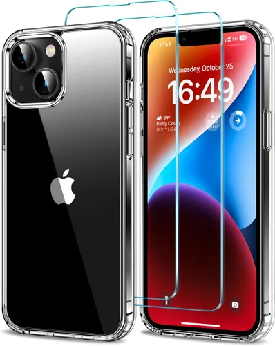 Vista 13 de HOOMIL Funda para iPhone 11 con 2 protectores de pantalla de vidrio templado, no amarillea, protección contra caídas, arañazos, transparente, parte
