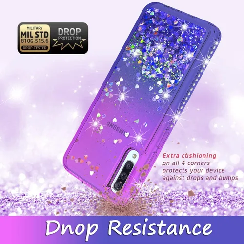 Vista 5 de Funda compatible con Samsung Galaxy A70, Quicksand Glitter Brillante Rhinestone Liquid Colorful TPU Bumper Funda protectora para Samsung Galaxy A70