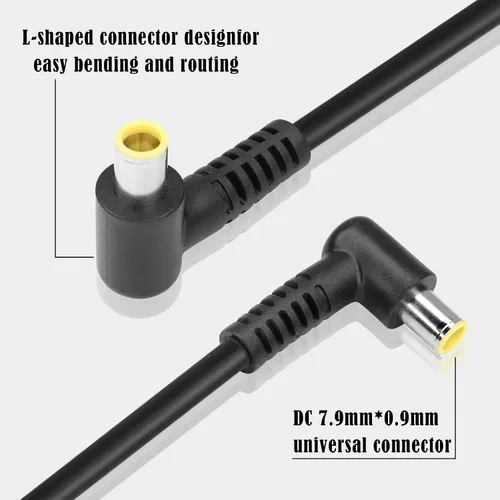 Vista 2 de GINTOOYUN 2 cables de alimentación DC7909 de 14AWG DC7.0.354 inx0.035 in en ángulo recto 90 grados macho a CC 0.311 inx0.035 in hembra cable