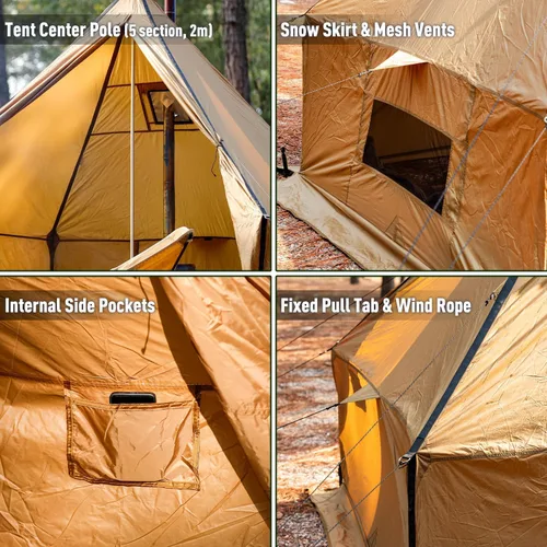 Vista 5 de FIREHIKING Camping Hot Tent with Stove Jack Yurt Tent Outdoor Wall Tent Teepee Tent with Snow Skirt