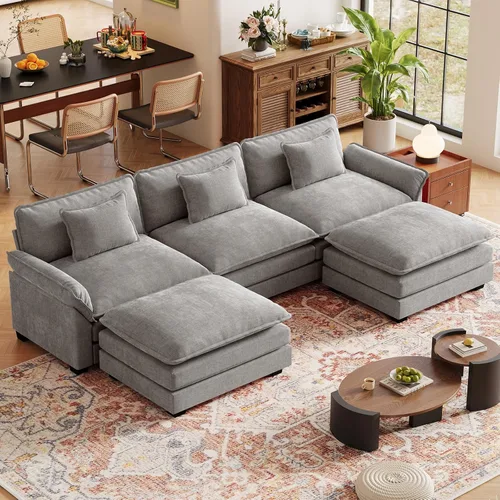 Vista 100 de CDCASA Silla de acento de gran tamaño de 50'' con otomana Asiento extra ancho y profundo estilo sofá nube para sala de estar, dormitorio, rincón