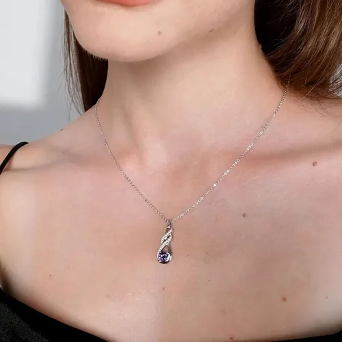 Vista 2 de Birthstone Necklaces for Women 925 Sterling Silver Infinity Pendant Created Gemstone Jewelry for Her, 16"+2
