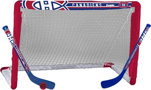 Vista 8 de Franklin Sports NHL - Juego de mini hockey para niños, portería de hockey sobre rodilla, pelota + 2 palos, juego de juguetes para interiores