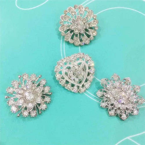 Vista 6 de ZINSBEDI Juego de broches de flores de cristal de diamantes de imitación de 24 piezas