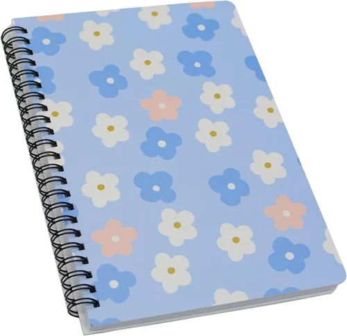 Vista 7 de Yansanido 4 cuadernos en espiral A5, tapa dura gruesa con diseño de margaritas de 0.315 in, 4 colores, 80 hojas (160 páginas) para estudio y notas