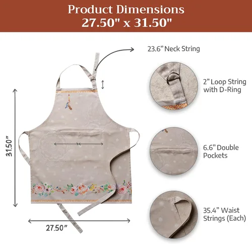Vista 529 de Maison d' Hermine Delantales para mujer con bolsillo, 100% algodón (27.50 x 31.50 pulgadas)