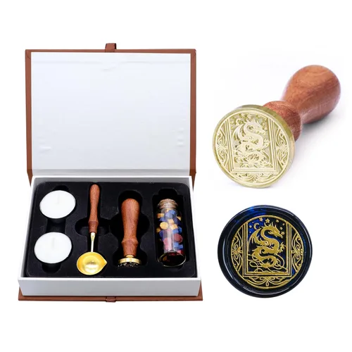 Vista 9 de SWANGSA Sello de cera de dragón volador estrellado, sello de sellado de cabeza de latón vintage, ideal para adornar invitaciones de fiesta, paquetes