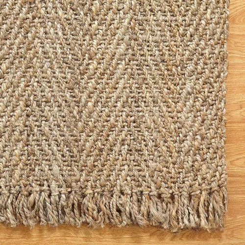 Vista 4 de Superior Alfombra bohemia de yute con flecos, 6 x 9 pies, natural
